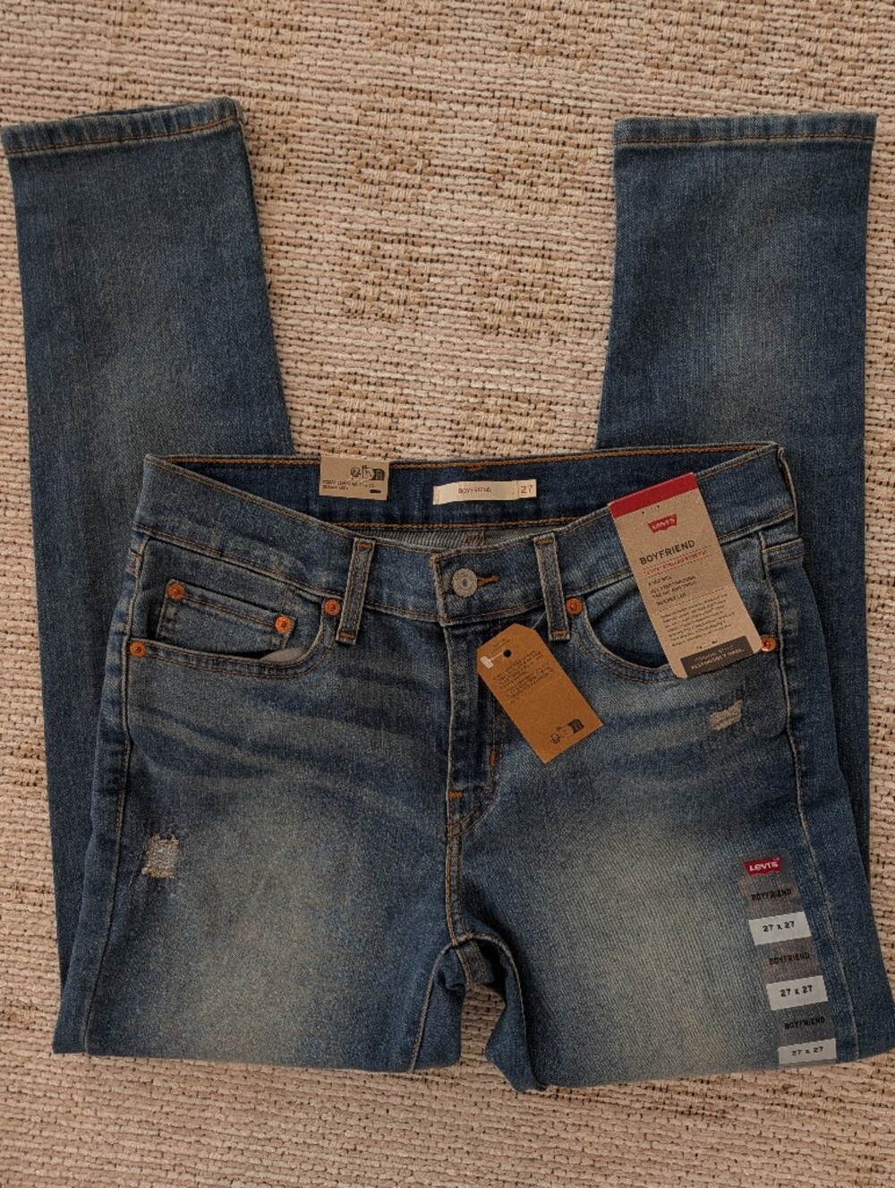 Levi's Women's Distressed Blue Relaxed Boyfriend Jeans